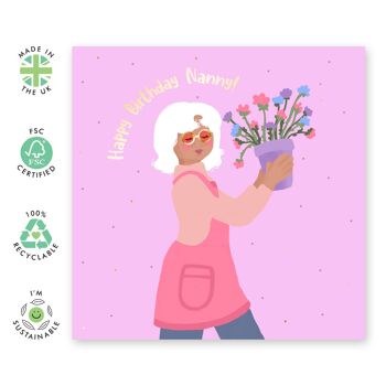 Carte de nounou anniversaire floral 2