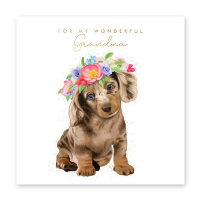 Tarjeta Floral Abuela Dachshund