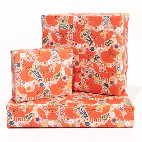 Floral Foxes Wrapping Paper - 1 Sheet