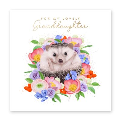 Floral Hedgehog Granddaughter Card