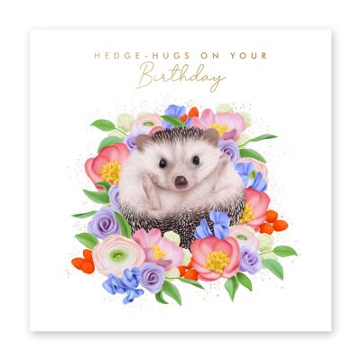 Floral Hedgehog Birthday Card