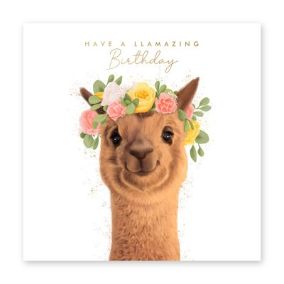 Floral Llama Birthday Card