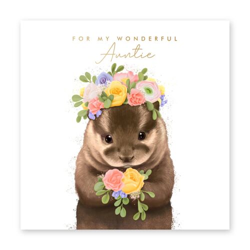 Floral Otter Auntie Card