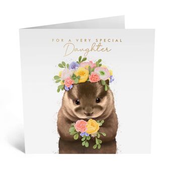 Carte fille loutre florale 3