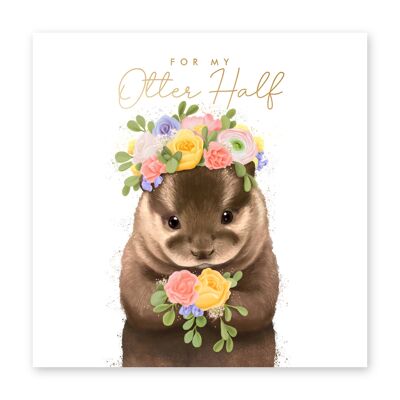 Floral Otter Half Card