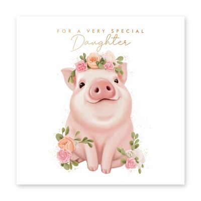 Tarjeta floral para hija de cerdo