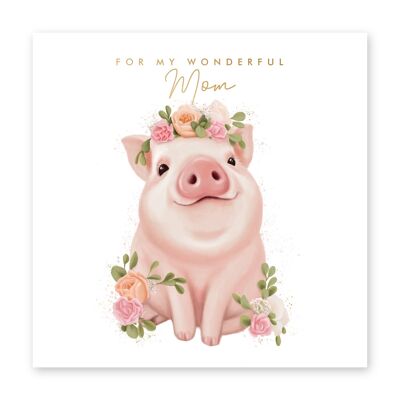 Tarjeta floral mamá cerdo