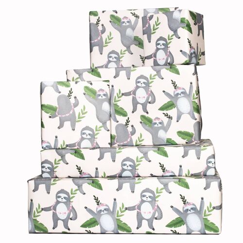 Floral Sloths Wrapping Paper - 1 Sheet
