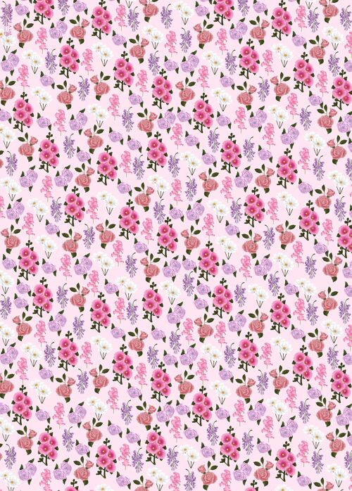 Floral Wrapping Paper, Cute Gift Wrap - 1 Sheet