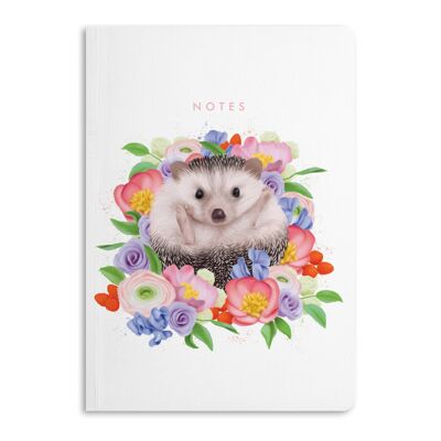 CARNET HÉRISSON COURONNE DE FLEURS