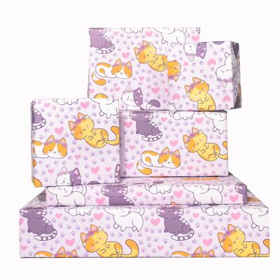 Blumenkronen-Katzen-Geschenkpapier – 1 Blatt