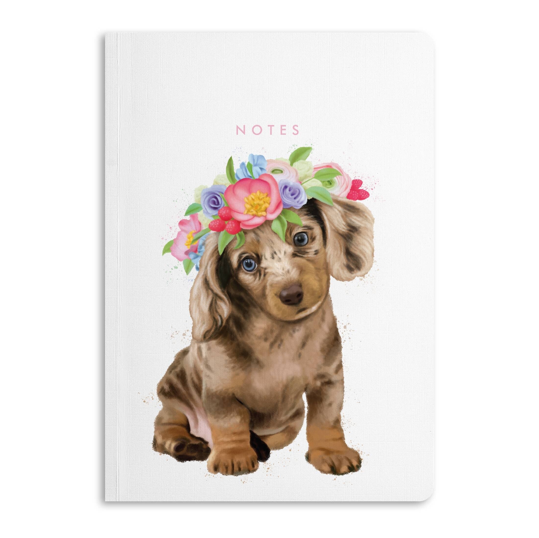 TACCUINO BASSOTTO CON CORONA DI FIORI