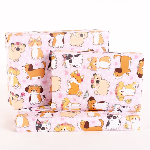 Flower Crown Dogs Wrapping Paper - 1 Sheet