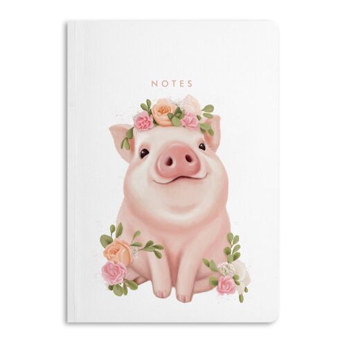 FLOWER CROWN PIG NOTEBOOK