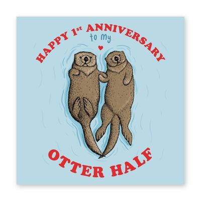 Glückliche Otter-Halbkarte zum 1. Jahrestag