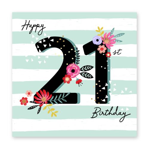 Happy 21st Floral Card