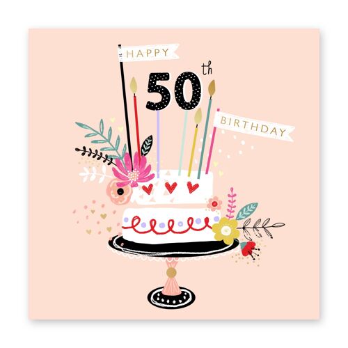 Happy 50th Birthday Cake Card
