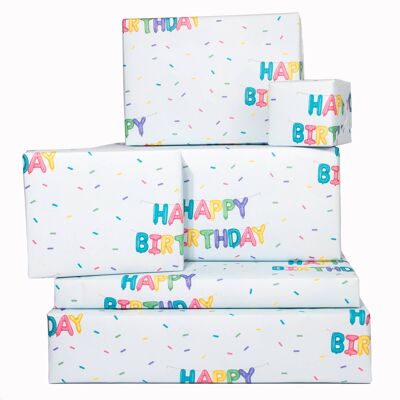 Happy Birthday Banner Wrapping Paper - 1 Sheet