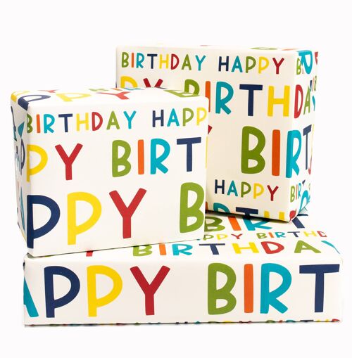 Happy Birthday Colourful Wrapping Paper - 1 Sheet