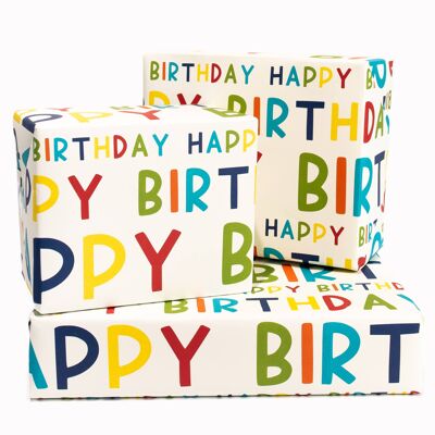 Happy Birthday Colourful Wrapping Paper - 1 Sheet