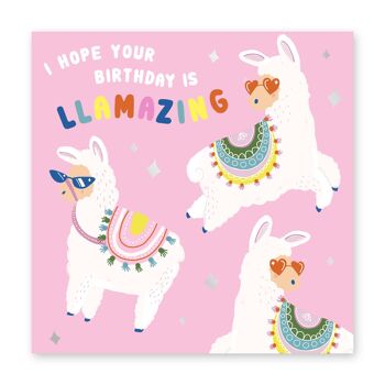Carte J'espère que votre anniversaire est Llamazing 1