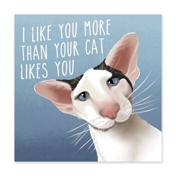 Je t'aime plus que ton chat ne t'aime Carte d'amour mignonne 2