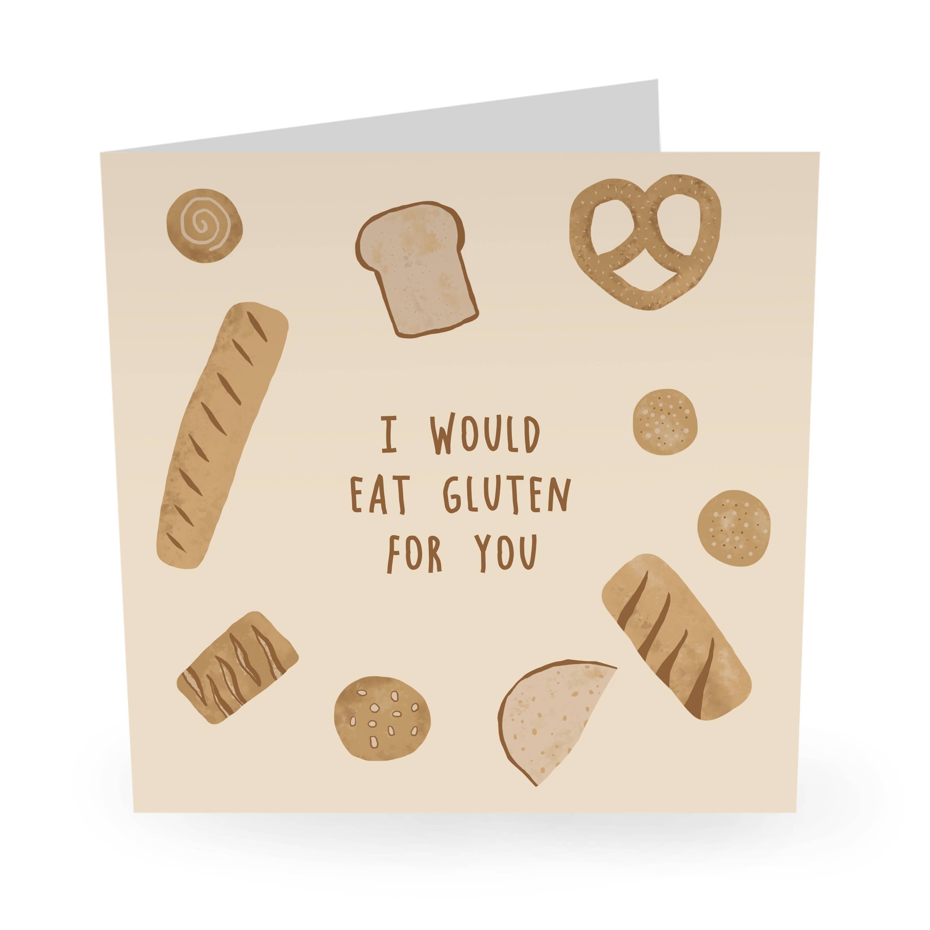 Mangerei un biglietto di auguri di compleanno divertente con glutine
