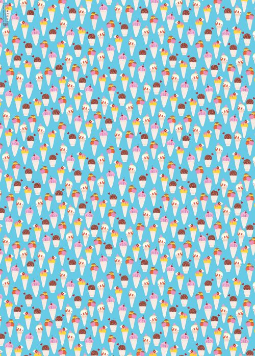 Ice Cream Cones Wrapping Paper - 1 Sheet