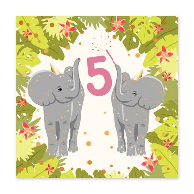 Jungle Birthday 5 Card