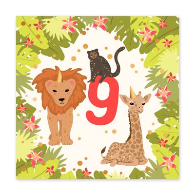Jungle Birthday 9 Card