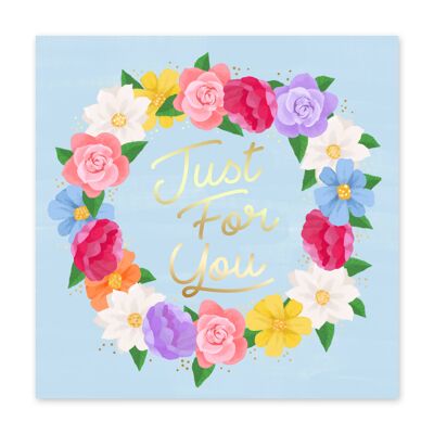Just For You Flower Wreath Cute Love Card