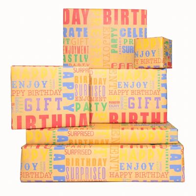 Papel Kraft para envolver con texto de cumpleaños - 1 hoja