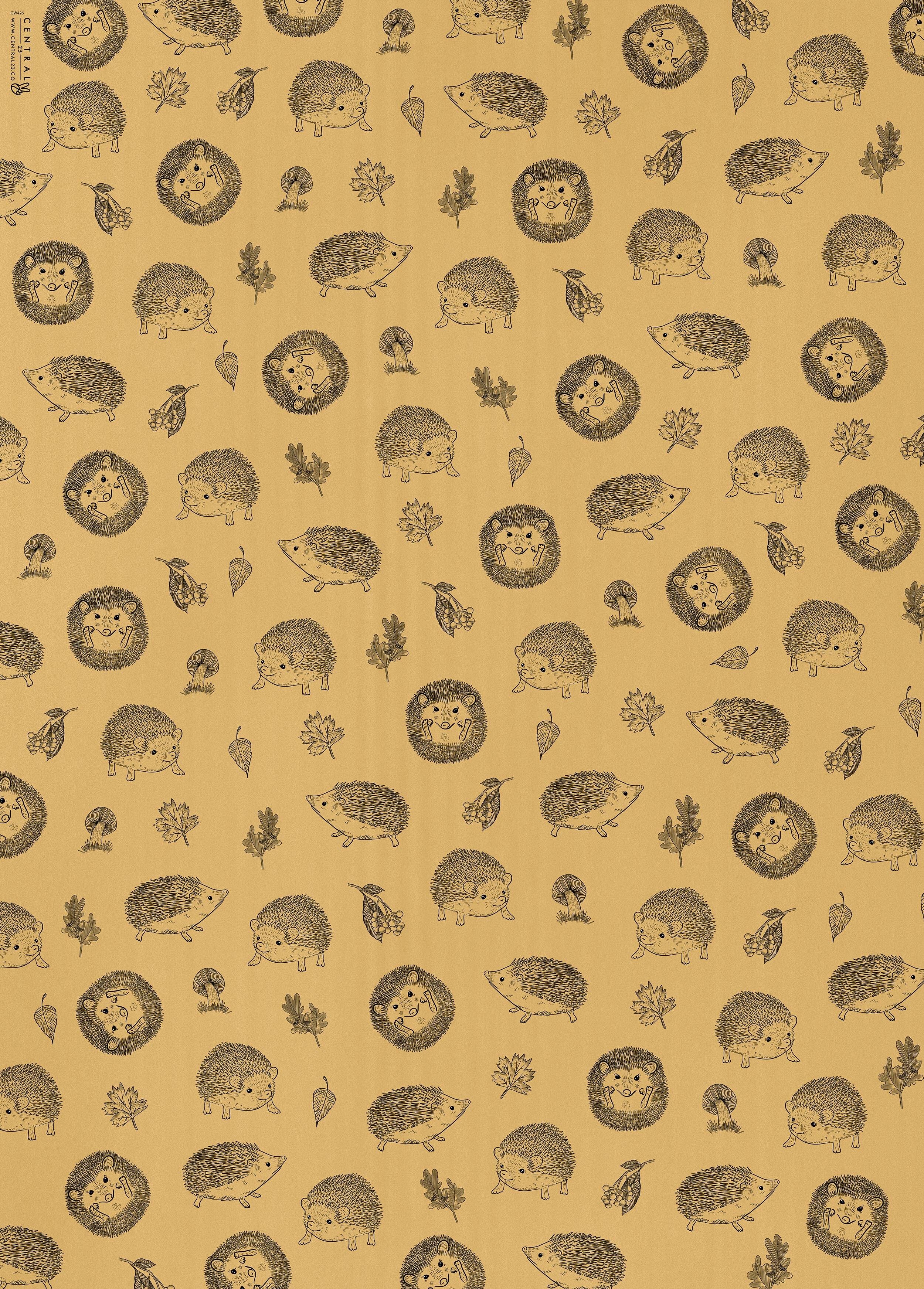 Kraft Hedgehogs Wrapping Paper - 1 Sheet