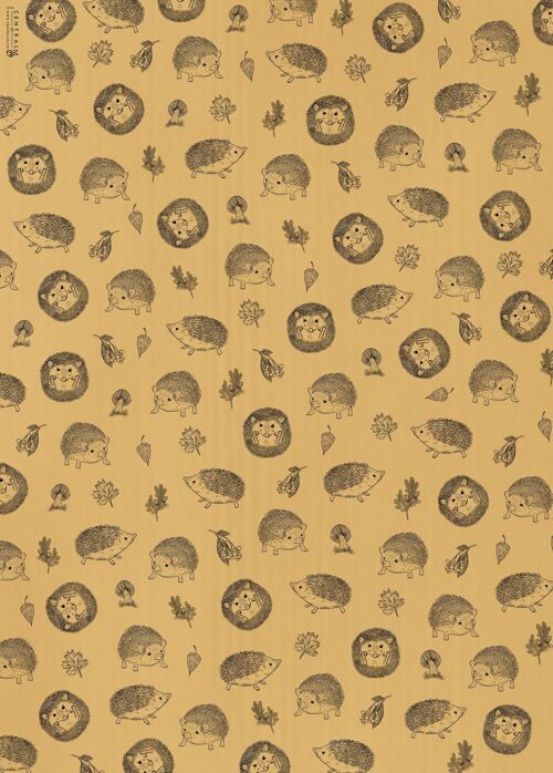 Kraft Hedgehogs Wrapping Paper - 1 Sheet