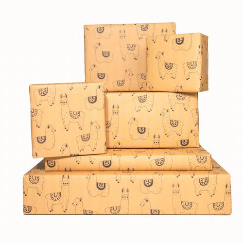 Kraft Llamas Wrapping Paper - 1 Sheet