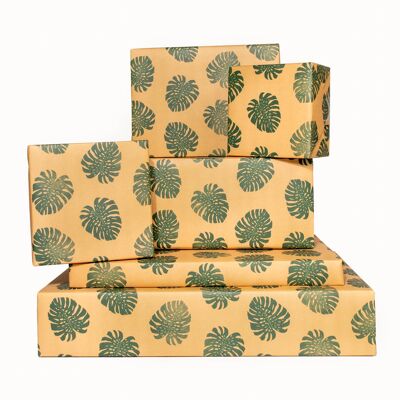 Kraft Monstera Wrapping Paper - 1 Sheet