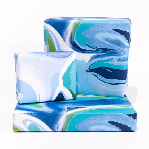 Liquify Blue Wrapping Paper - 1 Sheet