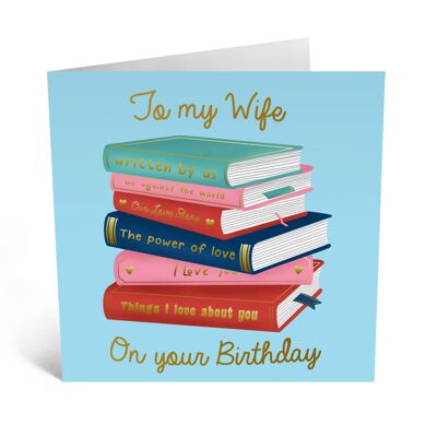Tarjeta de cumpleaños de la esposa de los libros de amor
