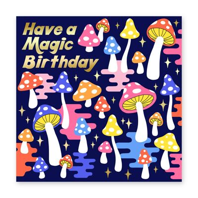 Tarjeta de cumpleaños de hongos mágicos
