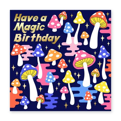 Carte d'anniversaire de champignons magiques