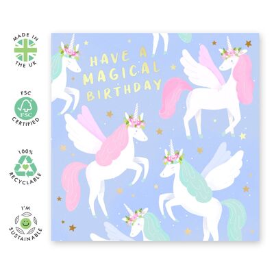 Carte Anniversaire Magique Licornes