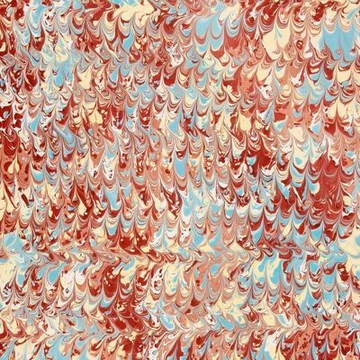 Papier cadeau marbré rouge et bleu - 1 feuille