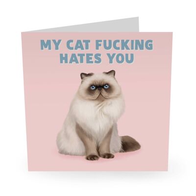 Mi gato te odia, tarjeta de amor divertida