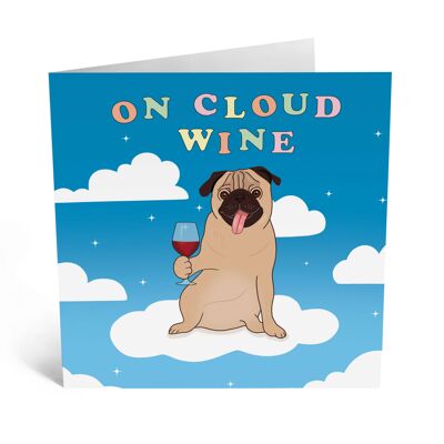 En la tarjeta de cumpleaños linda del vino de la nube
