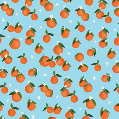 Orange Floral Wrapping Paper - 1 Sheet