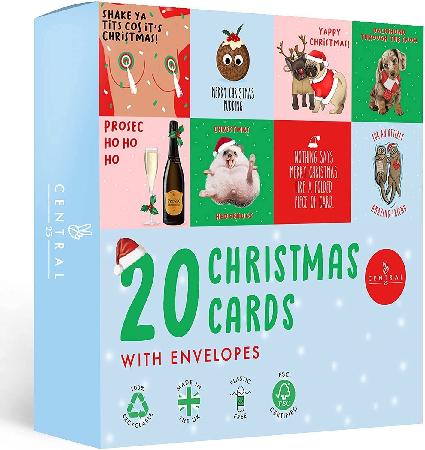Pack Of 20 Funny Cheeky & Rude Christmas Cards