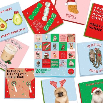 Lot de 20 cartes de Noël humoristiques et impolies 2