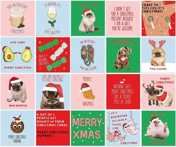 Lot de 20 cartes de Noël humoristiques et impolies 3