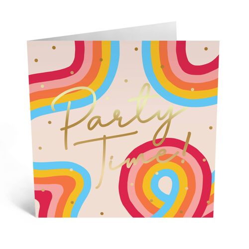 Party Time Rainbow Cute Birthday Card