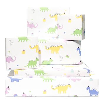 Papier Cadeau Dinosaures Pastel - 1 Feuille